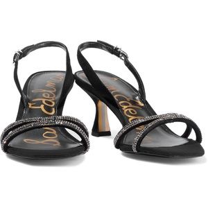 SAM EDELMAN- Ronan crystal-embellished suede slingback sandals - size 8